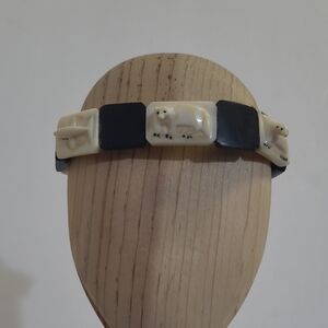 Antique Hand Carved Alaskan Bracelet Whales Walrus Seals